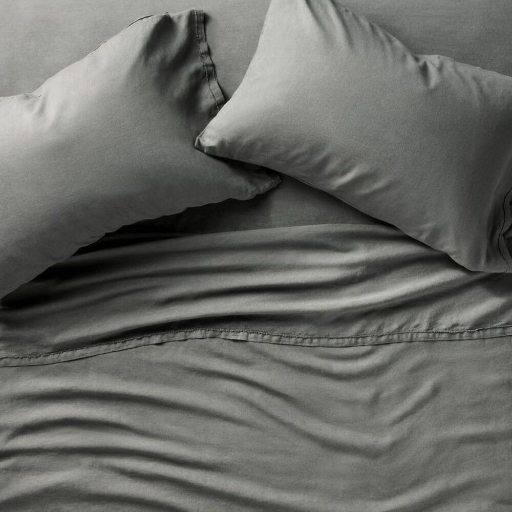 Full 100% Linen Sheet Set Dark Gray - Casaluna™